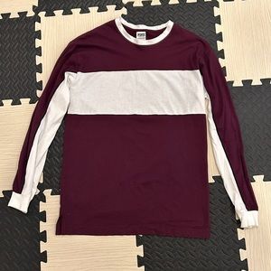 Victoria’s Secret pink top maroon and white, long sleeve tops, size extra small